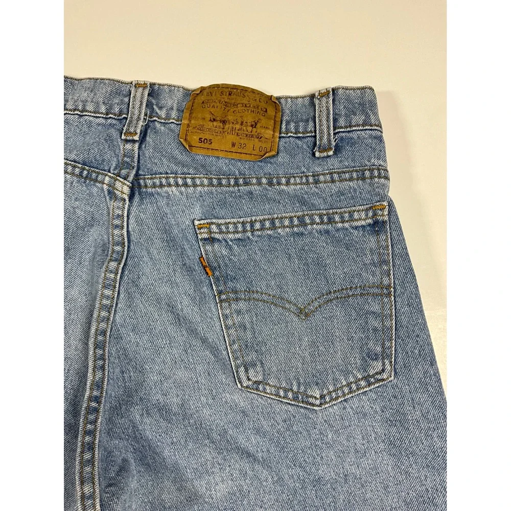 Vintage 90s Levis 505 Orange Tab Denim Shorts Light Wash Mens 32 USA